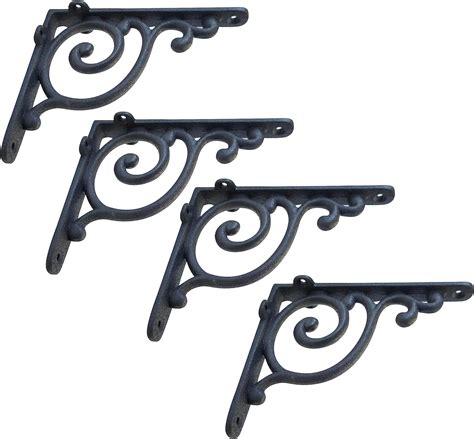 NACH Victorian Scroll Black Shelf Brackets 8 inch, 